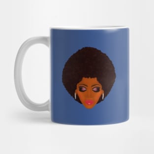 Classic Afro and Purple Smokey Eyes (Royal Blue Background) Mug